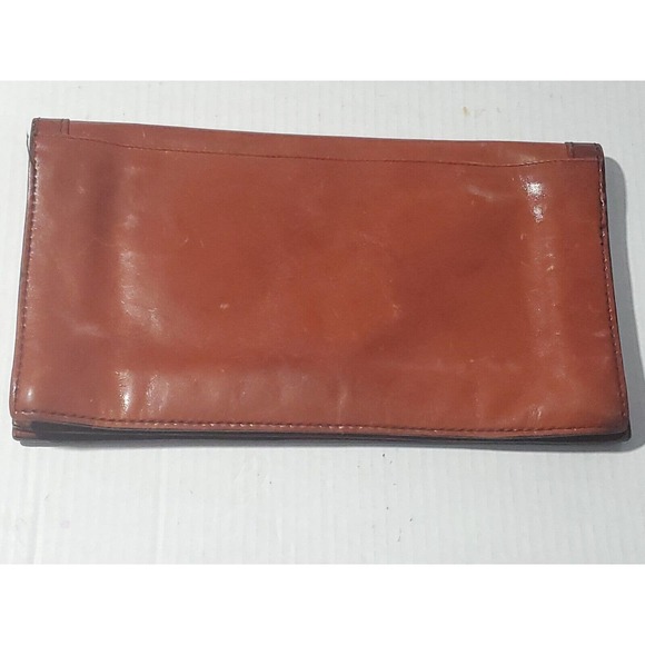 Vintage Alfie's Hand Made Brown Leather Clutch 7" x 12" Italy Snap Closure - Picture 4 of 11